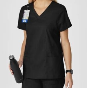Wonderwink Wonder Work Scrub Top Black Size Large *